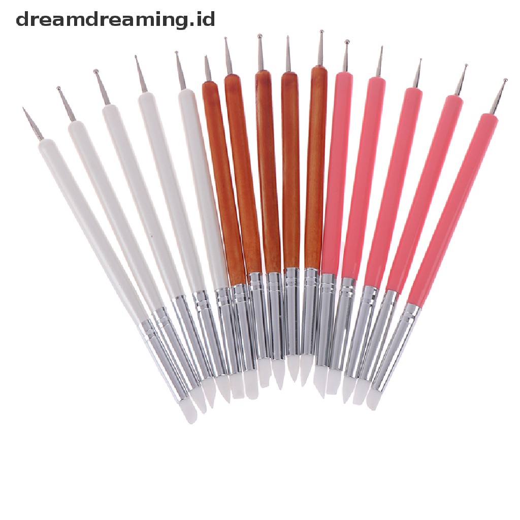 (dreamdreaming.id) 5pcs / Set Alat Pahat Tanah Liat Bahan Silikon + Stainless Steel