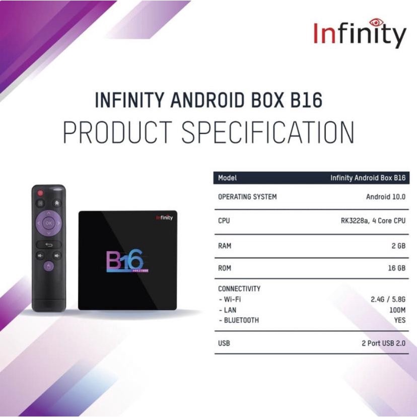 Infinity Android Box B16 RAM 2GB ROM16GB WIFI BT LAN