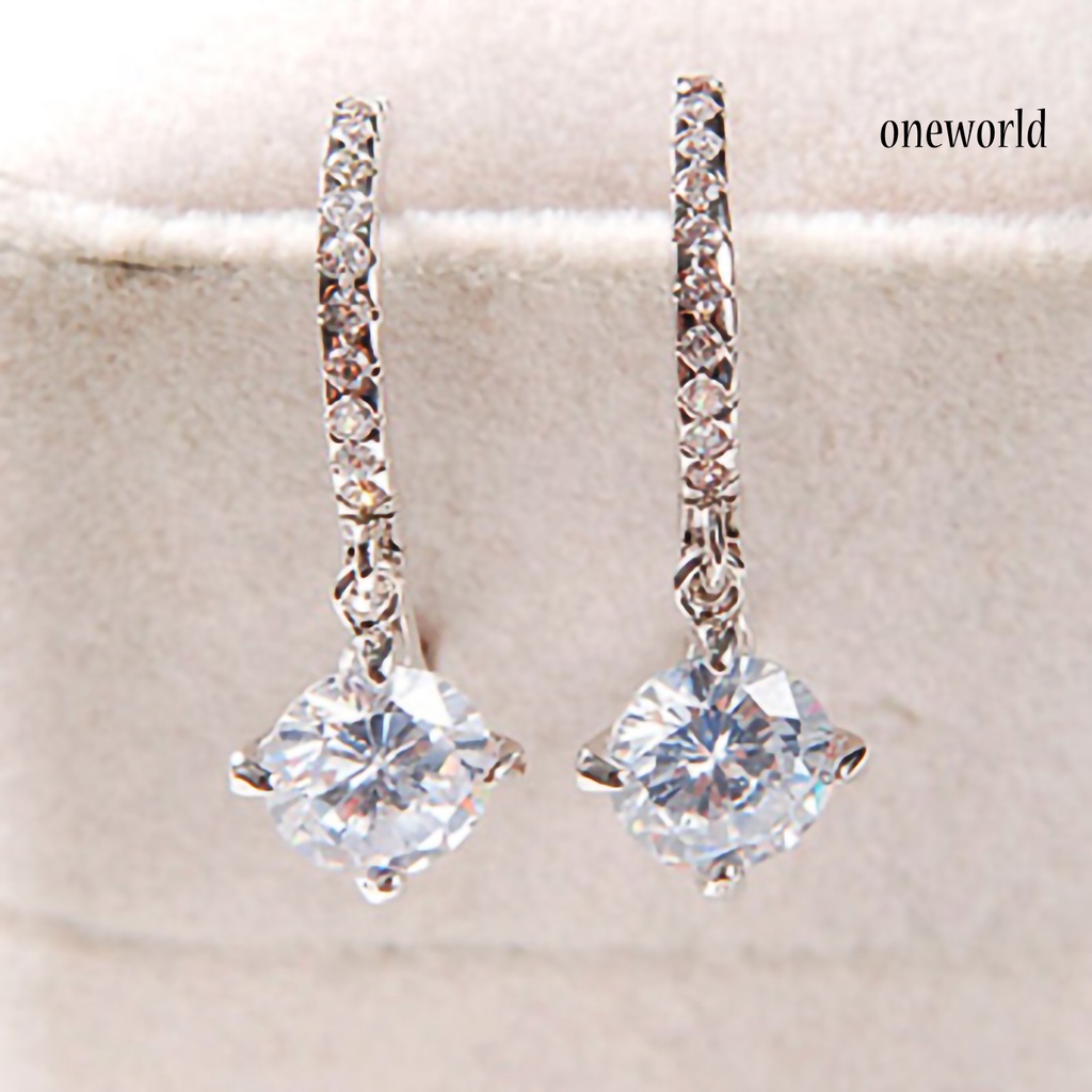 OW@ Ear Pendant Charming Faux Crystal Rhinestone Shiny Delicate Dangle Earrings for Banquet