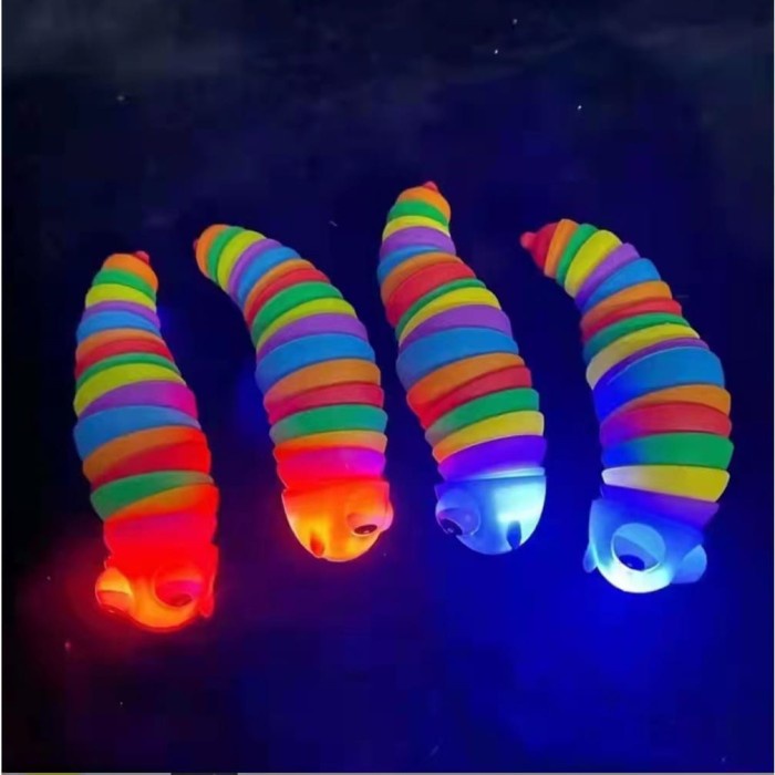 Mainan Fidget ULAT slug toys mainan refleksi mainan sensory anak LED