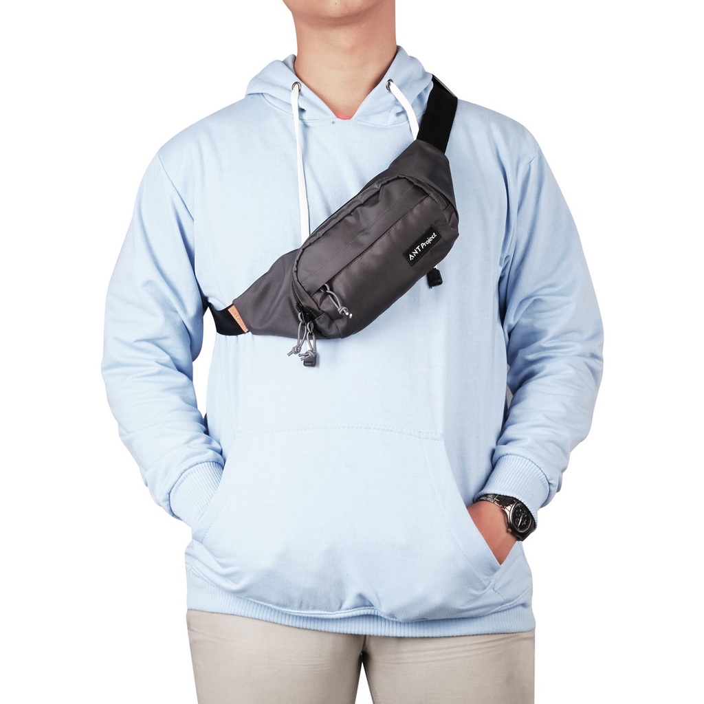 ANT PROJECT - Waistbag Pria NACHT Grey - Tas pinggang