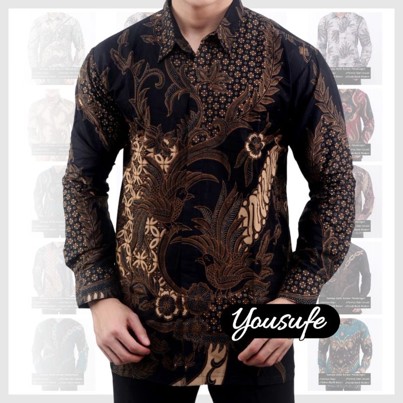 Batik Pria Lengan Panjang Kemeja Hitam Motif Tradisional Indonesia Murah Shopee COD Bisa Seragam Kantor Pernikahan Kode A28 Bahan Katun Nyaman Halus Tidak Luntur Pekalongan Solo Yogyakarta Jakarta Terbaru