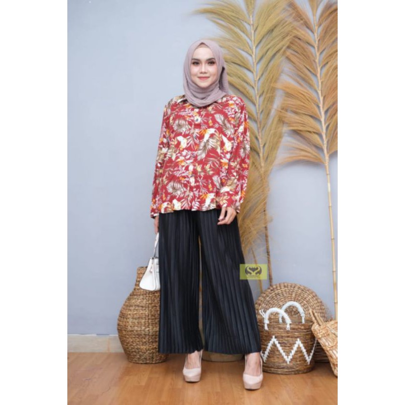 PROMO BLOUSE/ATASAN/KEMEJA WANITA RAYON VISCOSE JUMBO LD 110&amp;120