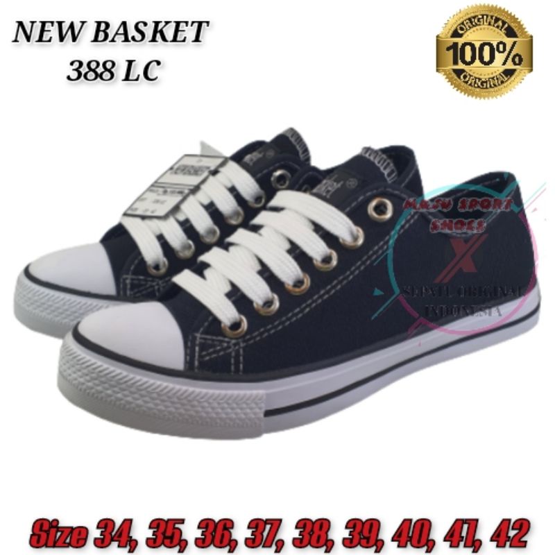 NEW BASKET LC PENDEK HITAM PUTIH - SEPATU ORIGINAL NEW BASKET PENDEK / SEPATU SEKOLAH HITAM PUTIH / SEPATU NEW BASKET RESLETING / SEPATU NEW BASKET PENDEK HITAM PUTIH