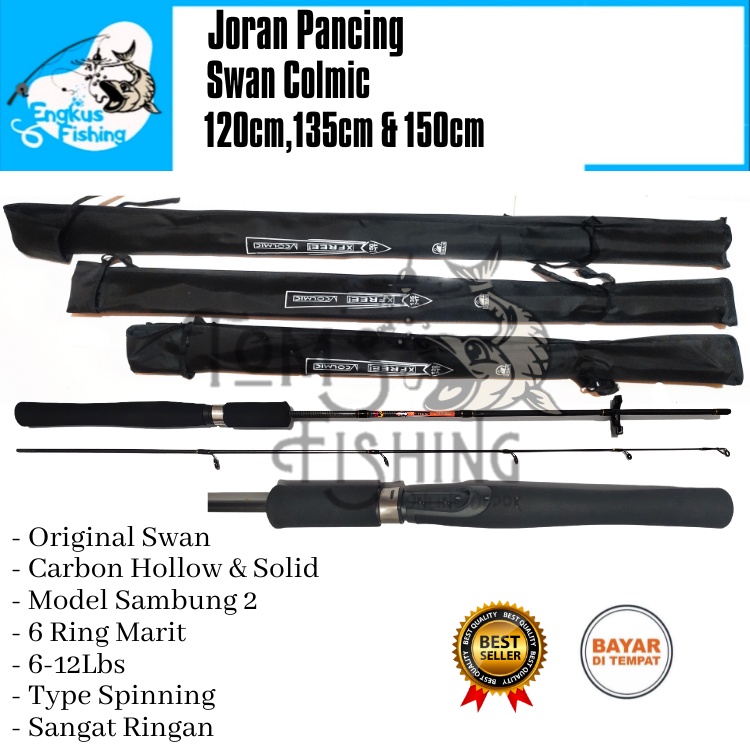 Joran Pancing Swan Colmic Carbon Solid 120cm-150cm (4-8Lbs) Lentur Murah - Engkus Fishing