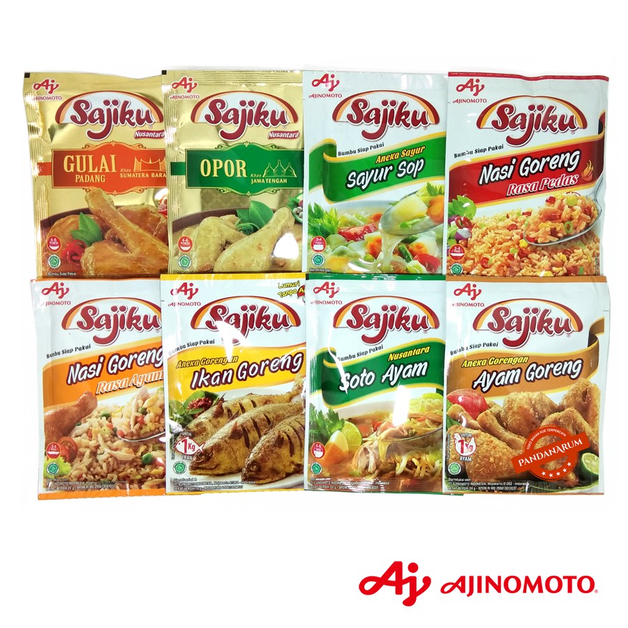 

SAJIKU BUMBU INSTAN Gulai/Opor/Nasi Goreng Ayam/Nasi Goreng Pedas/Ikan Goreng/Sayur Sop/Soto/Ayam