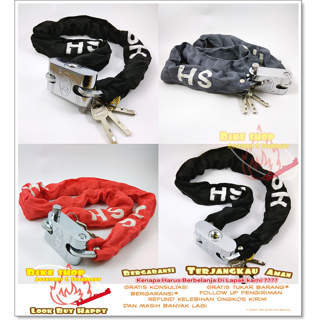 Gembok Rantai Kuat dan aman sepeda, motor , pagar dll kunci ganda