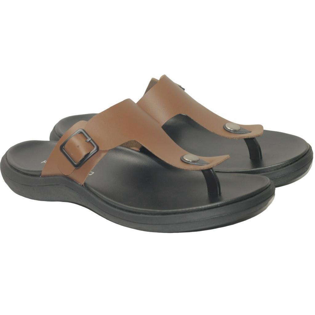 Romenaco Sandal Pria R002B - Black Dark Pearwood Upper Kulit Sapi Kolektif Asli