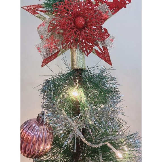 ✳ Hiasan Top Bintang Pohon Natal / Merah (Besar)-Pucuk Pohon Natal - Merah ▲