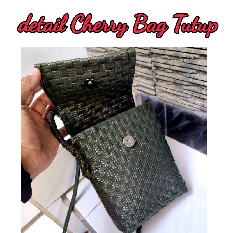 Tas Selempang Wanita/ Tas Anyaman Plastik Murah/ Tas Selempang Wanita Premium Cherry Bag