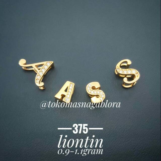 LIONTIN HURUF EMAS SETENGAH TUA KADAR 375