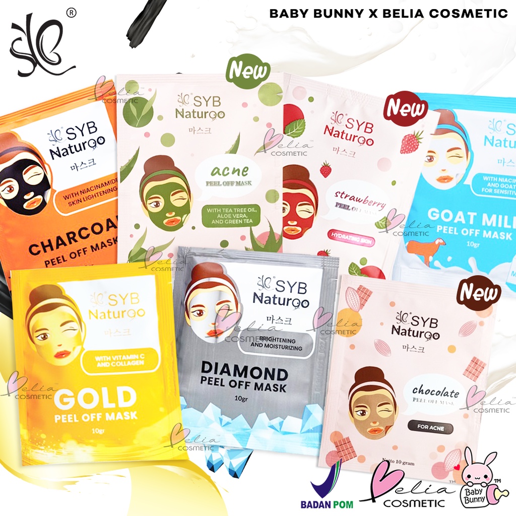 ❤ BELIA ❤ SYB NATUR90 Peel Off Mask Goat milk | Diamond | Gold | Charcoal Naturgo | Acne Jerawat Masker Wajah (✔BPOM) 10gr