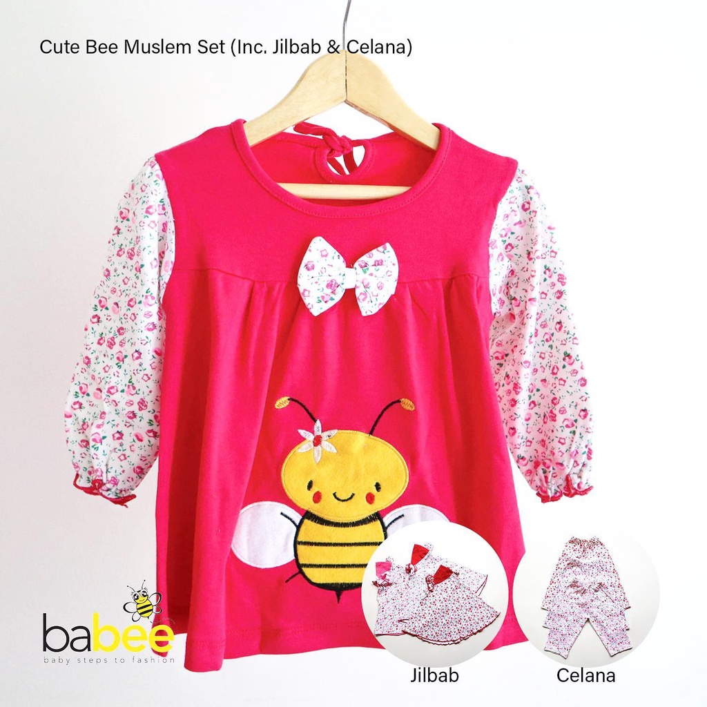 Gamis 100% cotton SWEETY OWL / CUTE BEE Setelan Gamis Baju Muslim Hijab Lucu Fashion Anak Bayi Perempuan Cewek Terlaris Terbaru