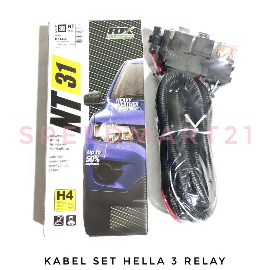 HELLA KABEL RELAY LAMPU H4 / KABEL SET 3 RELAY/KABEL SET HELLA 3 RELAY