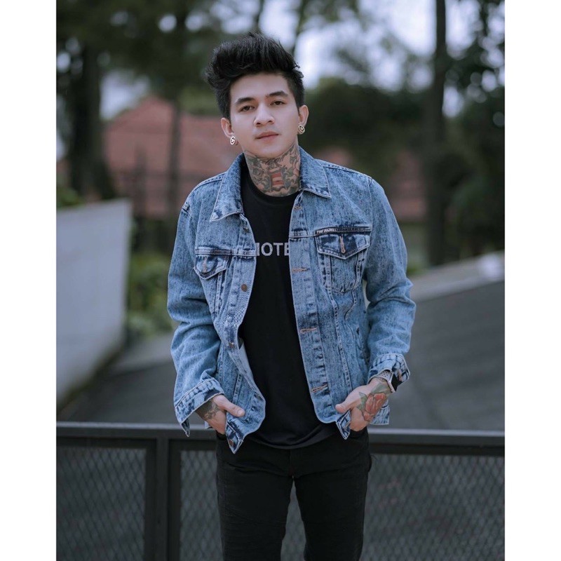 Jaket Jeans Pria / Jaket Denim Pria Keren - Sandwash Biru