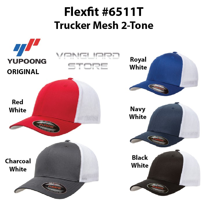 Topi Yupoong Flexfit 6511T Flexfit Trucker Mesh 2-Tone ORIGINAL - Topi Jaring Trucker