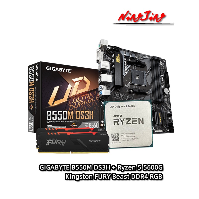 Jual PREORDER AMD Ryzen 5 R5 5600G CPU + GA B550M DS3H Motherboard ...