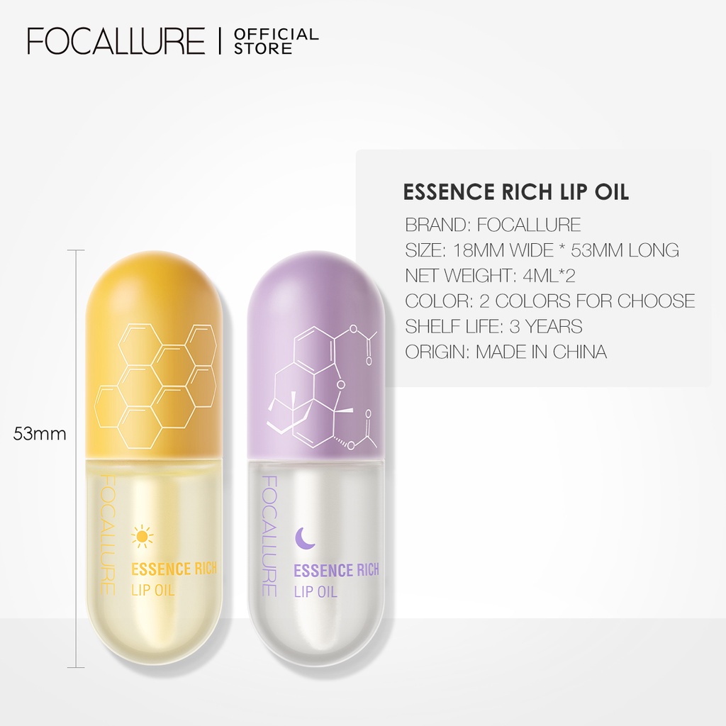 FOCALLURE Natural Lip Oil Day+Night Moisturized Repaired Lips Plumper Multi-uses Soften Lip Balm fa330