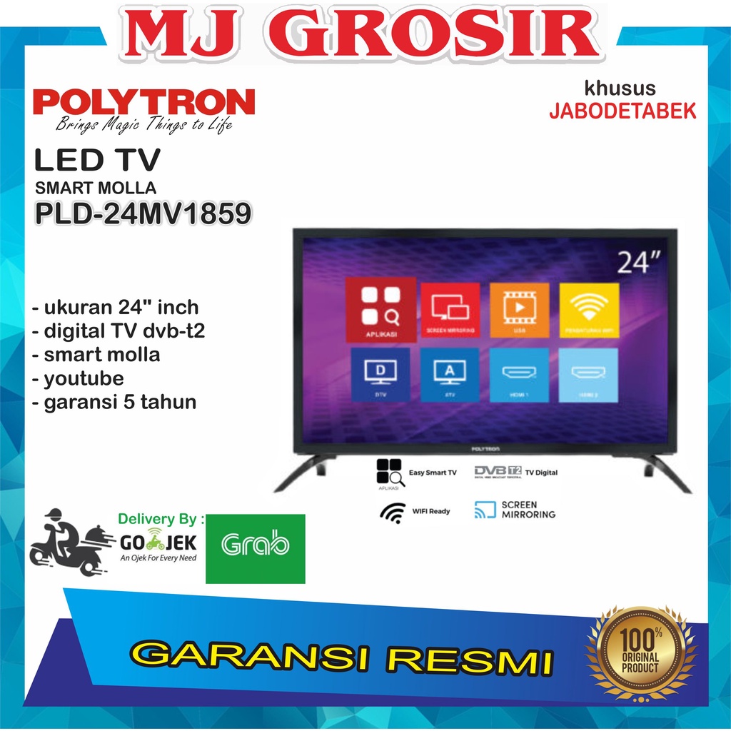 LED TV POLYTRON PLD 24MV1859 24 INCH EASY SMART MOLA