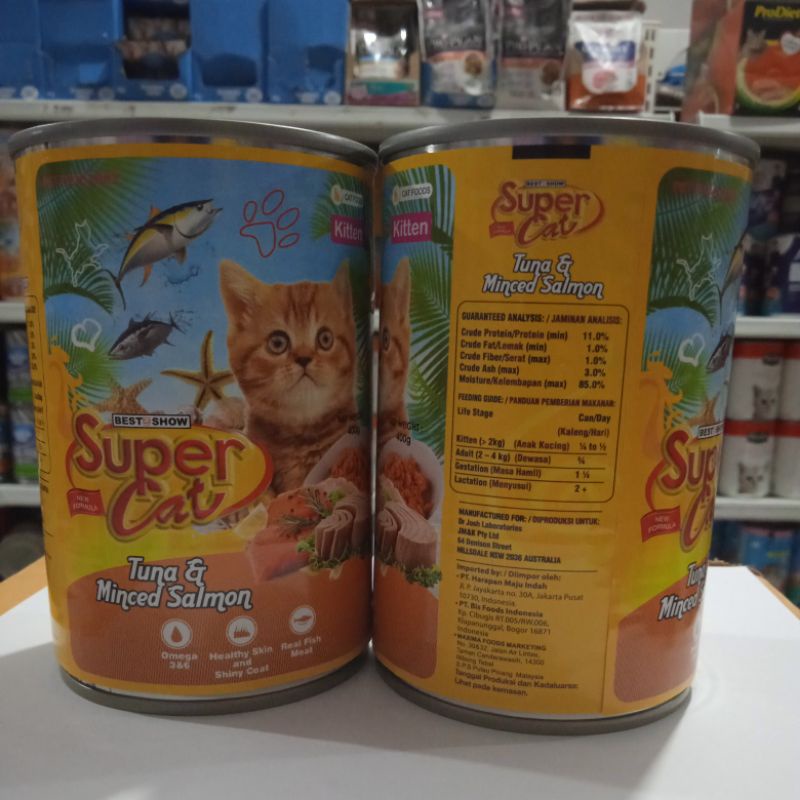 Supercat Kaleng KittenTuna Minced Salmon Makanan Basah Wet Food 400g