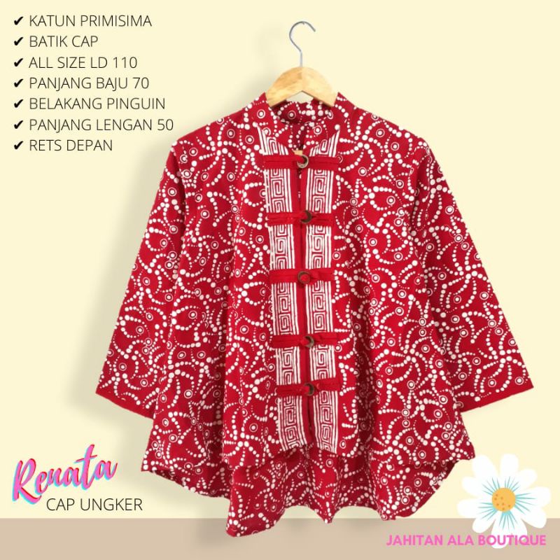 Blus  renata cap ungker batik solo blus atasan kerja modern