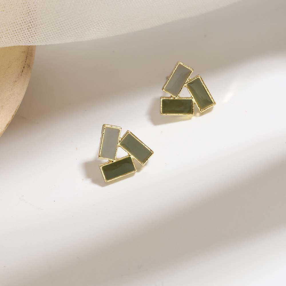 Anting Stud Bentuk Segitiga Geometris Gaya Retro Korea Untuk Wanita