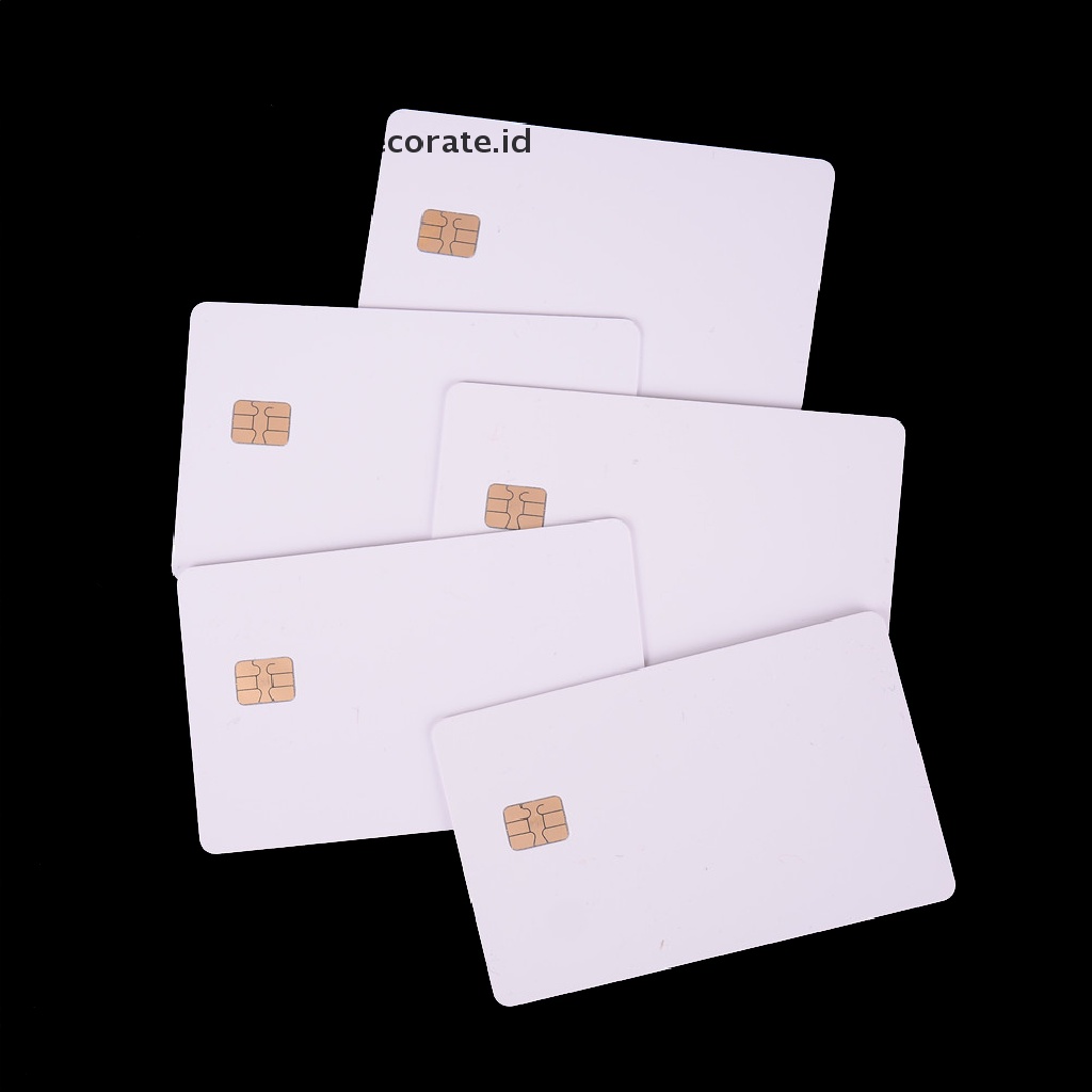 5pcs ISO IC Card SLE4442 Chip Kosong Bahan PVC Warna Putih