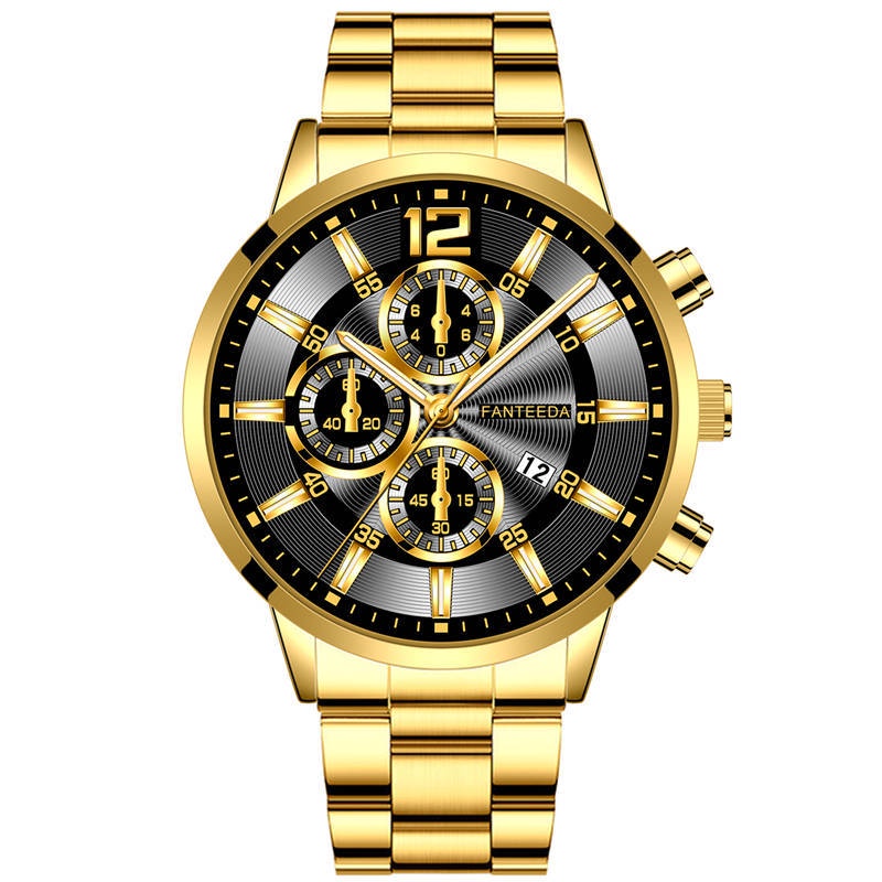 LIANDU COD✅ Jam Tangan Pria Mewah Tali Stainless Steel Kotak Gratis Emas Tahan Air Jam Tangan Kuarsa