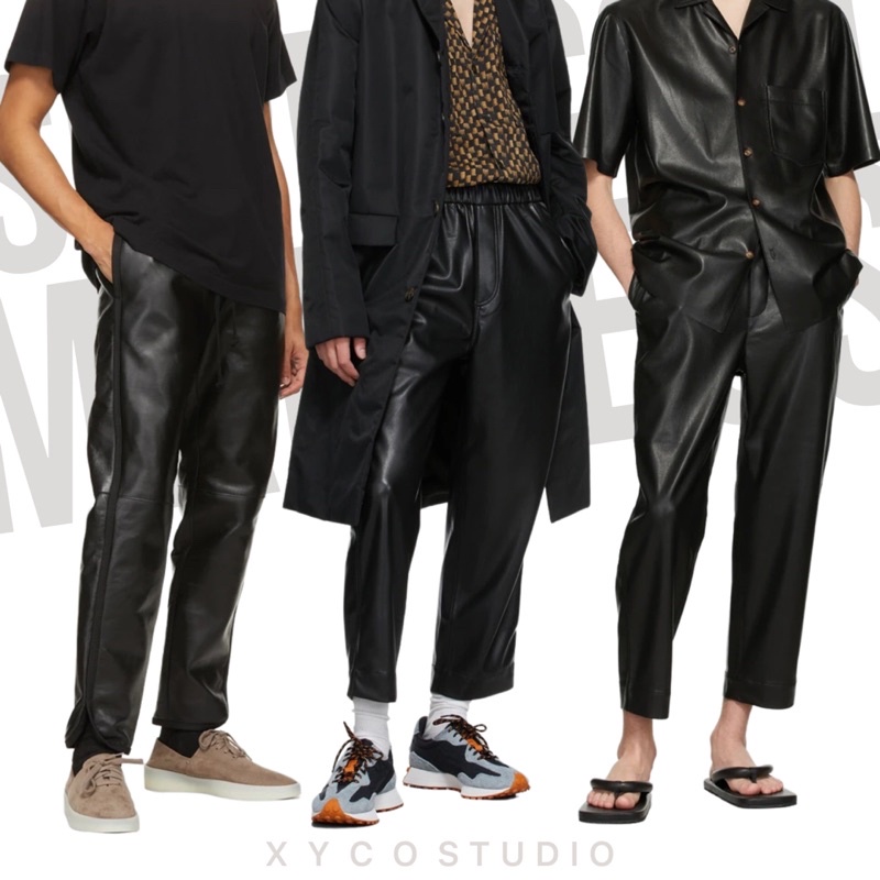 Vegan Faux Leather Pants | Celana Kulit Sintetik Pria | Eboy Unisex Goth Punk Edgy Emo Grunge Street