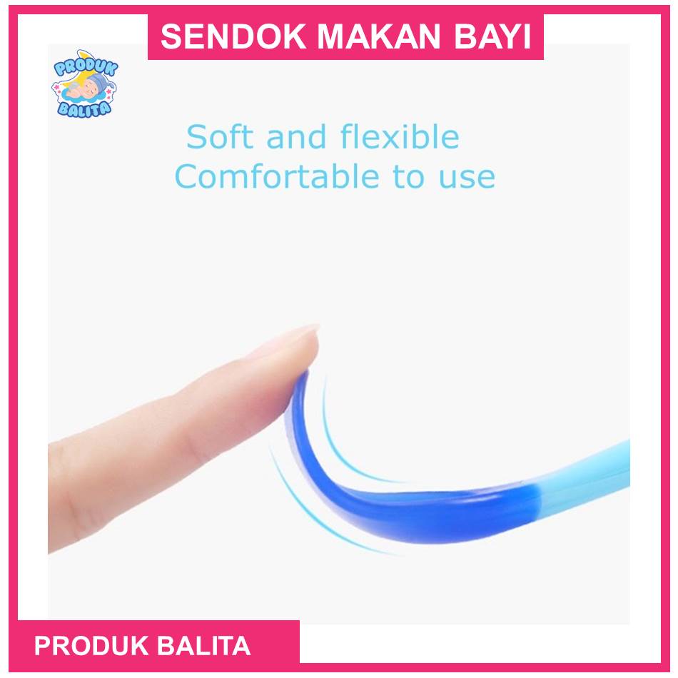 Sendok Makan Bayi Sensor Panas / Spoon Fork Set Heat Sensing Sendok Garpu makan bayi silikon Terlaris