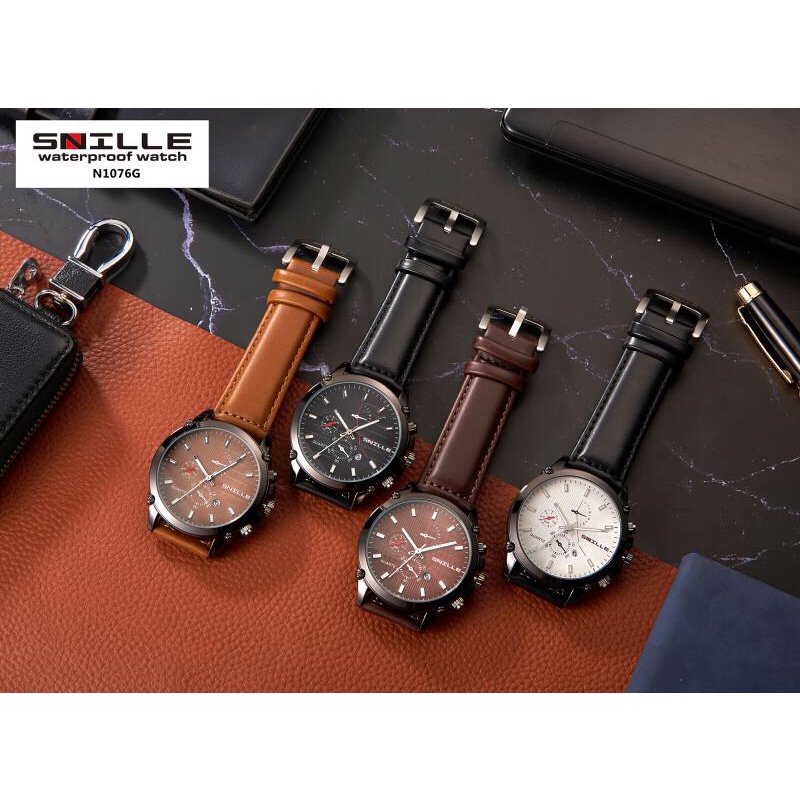 JAM TANGAN PRIA SNILLE N1076 G-JAM TANGAN KULIT KULIT