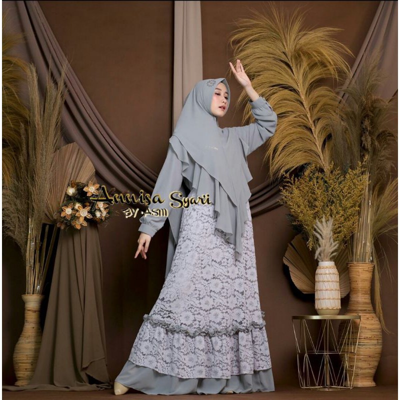 Dress Lebaran Annisa Syari By Asm Terbaru 2021 | Gamis Lebaran Cantik Mewah Premium Ukuran Jumbo