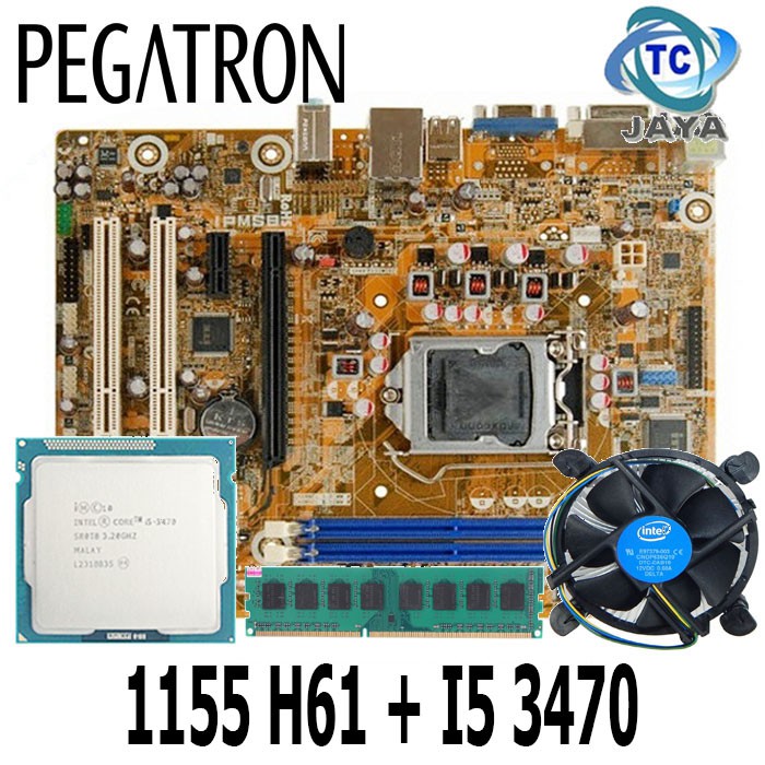 MOBO Intel LGA 1155 H61PEGATRON PLUS Processor core i5 3470 + RAM 4GB