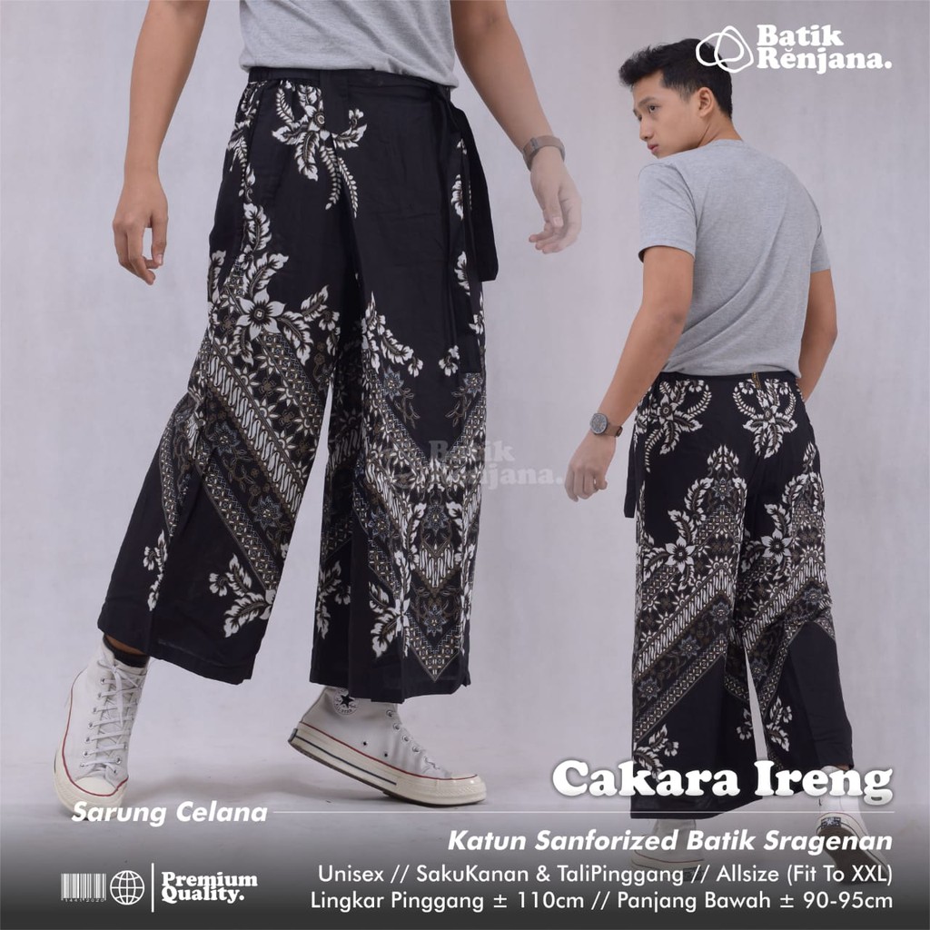 CAKARA IRENG Sarung Celana Batik Pria Cowok Dewasa Premium Motif Batik Lebaran Asli Solo RENJANA