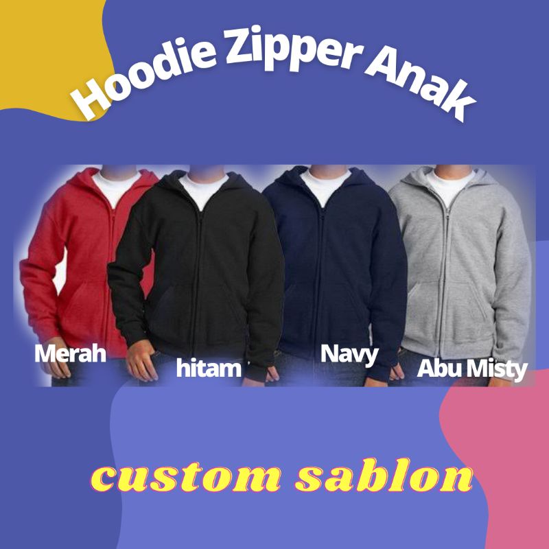 Hoodie Zipper Anak Custom Sablon foto sendiri couple jaket anak