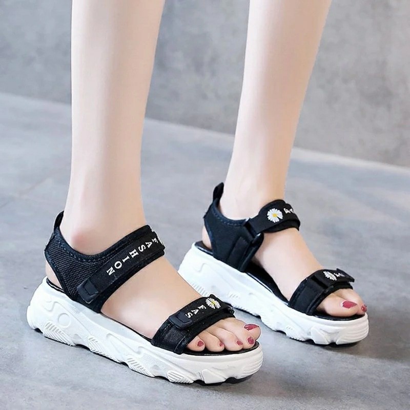 Sandal Wanita 2 Tali Strap FLOWER Sandal Tali Korea Style Santai Wanita daisy v.2