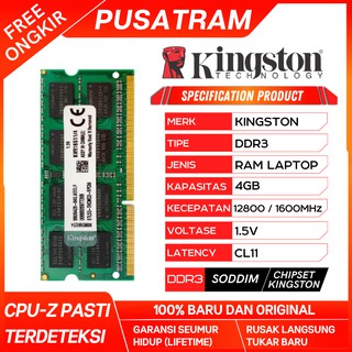 RAM KINGSTON DDR3 4GB 1600MHz 12800 ORI RAM LAPTOP DDR3 RAM NB DDR3