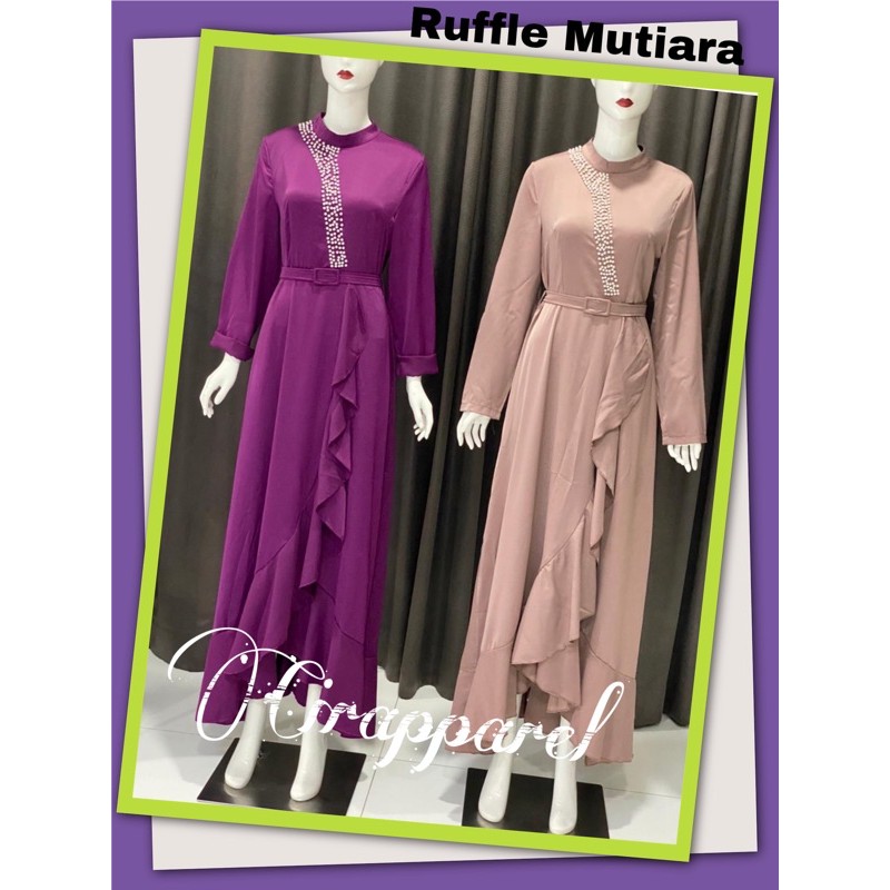 GAMIS IMPOR VIVORIE TERBARU/GAMIS LEBARAN MURAH/GAMIS RUFFLE SIMPLE/PESTA KONDANGAN/GAMIS LILAC