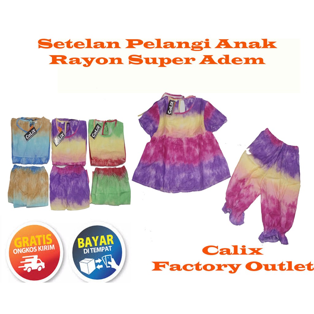 Setelan Pelangi Anak Rayon Super Adem