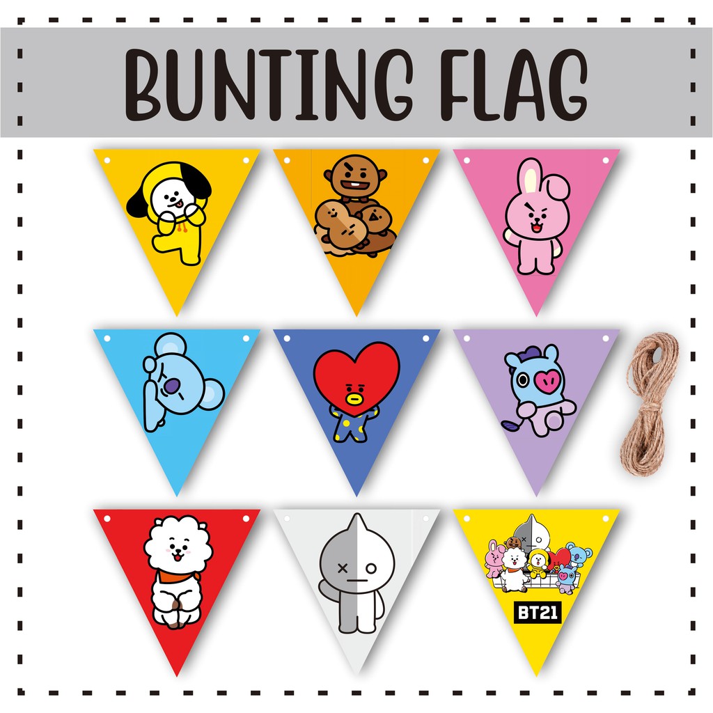 Jual Bunting Flag KPOP BTS BT21 Indonesia|Shopee Indonesia
