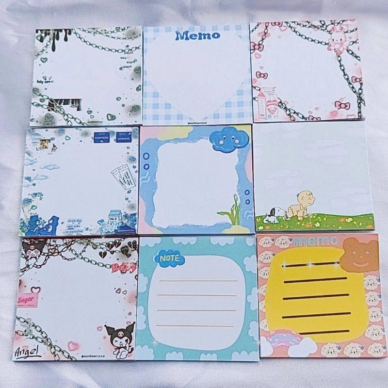 Memo pad by sunbearry.co custom memo pad bts snoppy aesthetic star scrabook-8