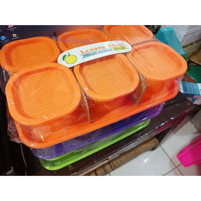 LEMONY PLAST set toples plastik + nampan RIBSTON / toples plastik set