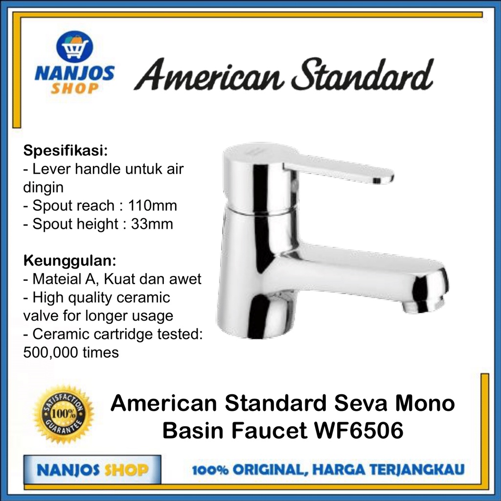 American Standard Keran Kran Washtafel Wastafel Basin Tap Seva Mono Wf