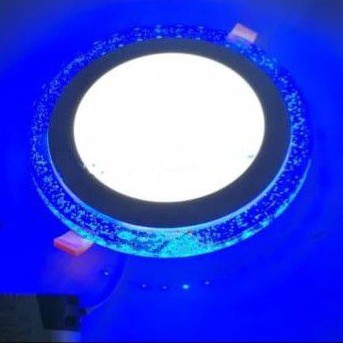 lampu downlight led panel 2 warna bulat putih dan bulat biru 18w + 6 watt inbow