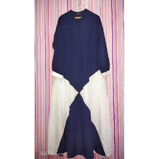 Gamis Syari PL warna navi mix putih By bungas