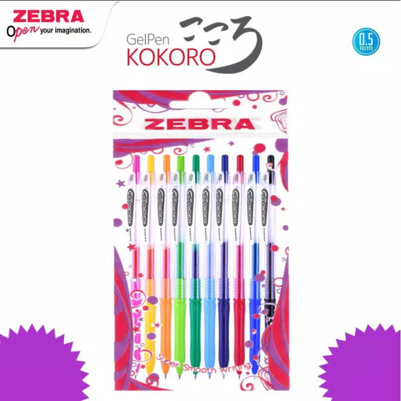 

1 SET PULPEN ZEBRA KOKORO WARNA (10 WARNA 1 SET) / BALLPOINT GEL KOKORO