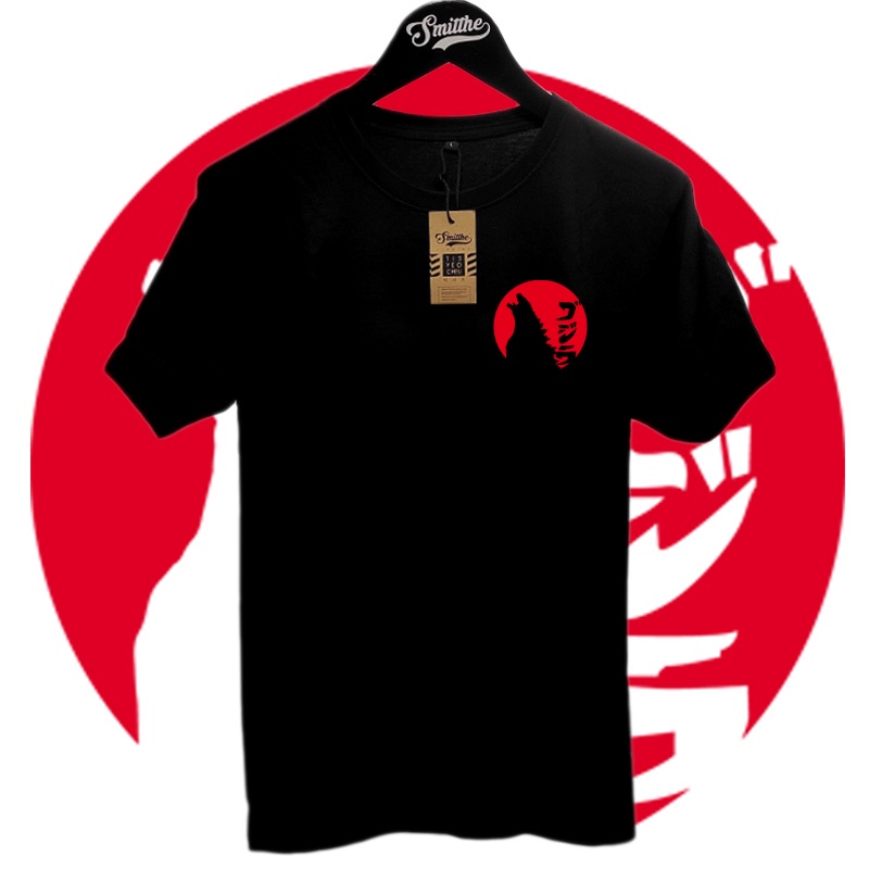 Kaos Godzilla Simple T-Shirt 100% Cotton Combed 24s Hitam