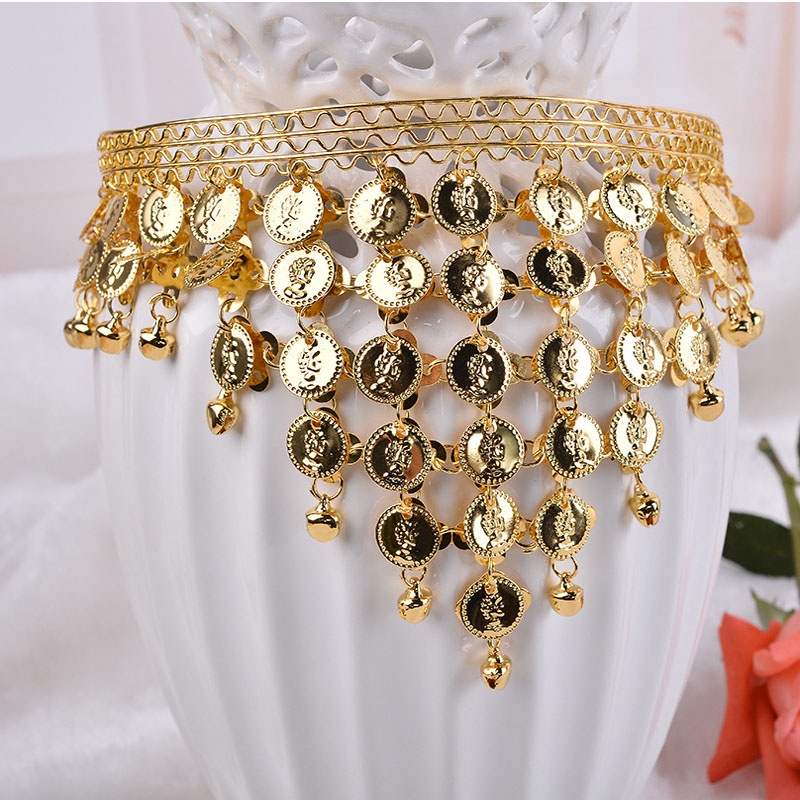 Sequins Coin Shape Indian Dance Belly Dance Geometry Triangle Headdress Bride Wedding Forehead Jewelry