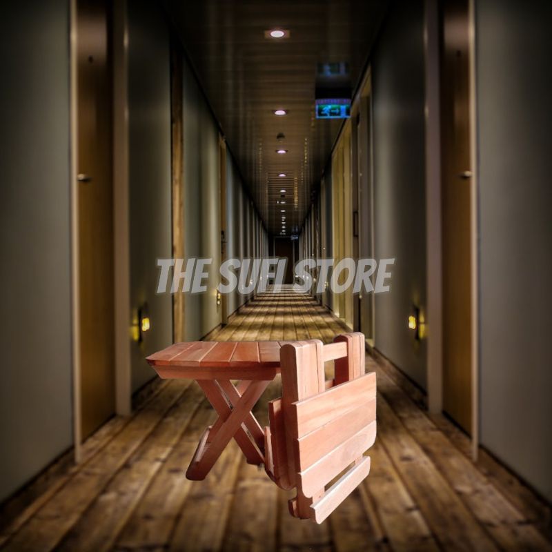 Meja Kursi Lipat Kayu Portable Jinjing Kecil
