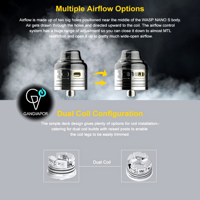 Authentic Wasp Nano S RDA 25MM Dual Coil by Oumier Vape